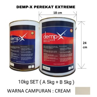DEMP-X Perekat Extreme 10kg SET ( A 5kg + B 5kg ) , Warna : Cream (Putih Susu)